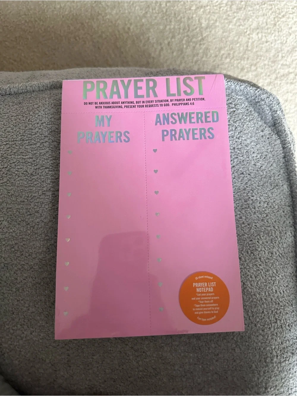 Taylor Elliot Design Prayer List Notepad with Magnet- Pink with Silver Foil